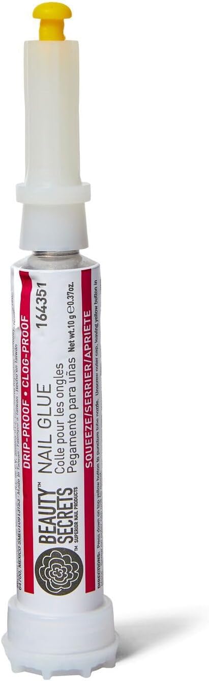 Beauty Secrets Drip & Clog Proof Nail Glue (1 Pack) Bundled with Nail File Black Cushion Medium Coarse 180/100 Grit by Beauty Secrets